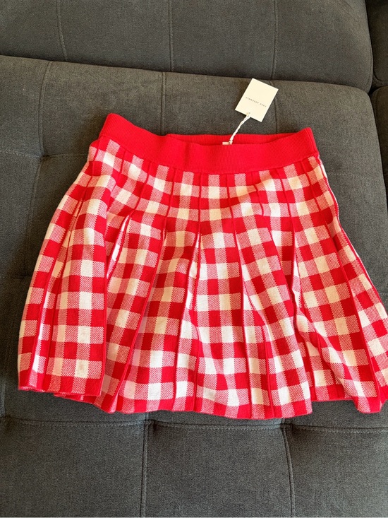 Free Assembly Dresses & Skirts - Red and White Gingham Pleated Knit Skirt